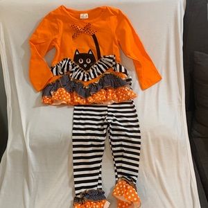 Candy Corn Kitty Top with Striped Leggings